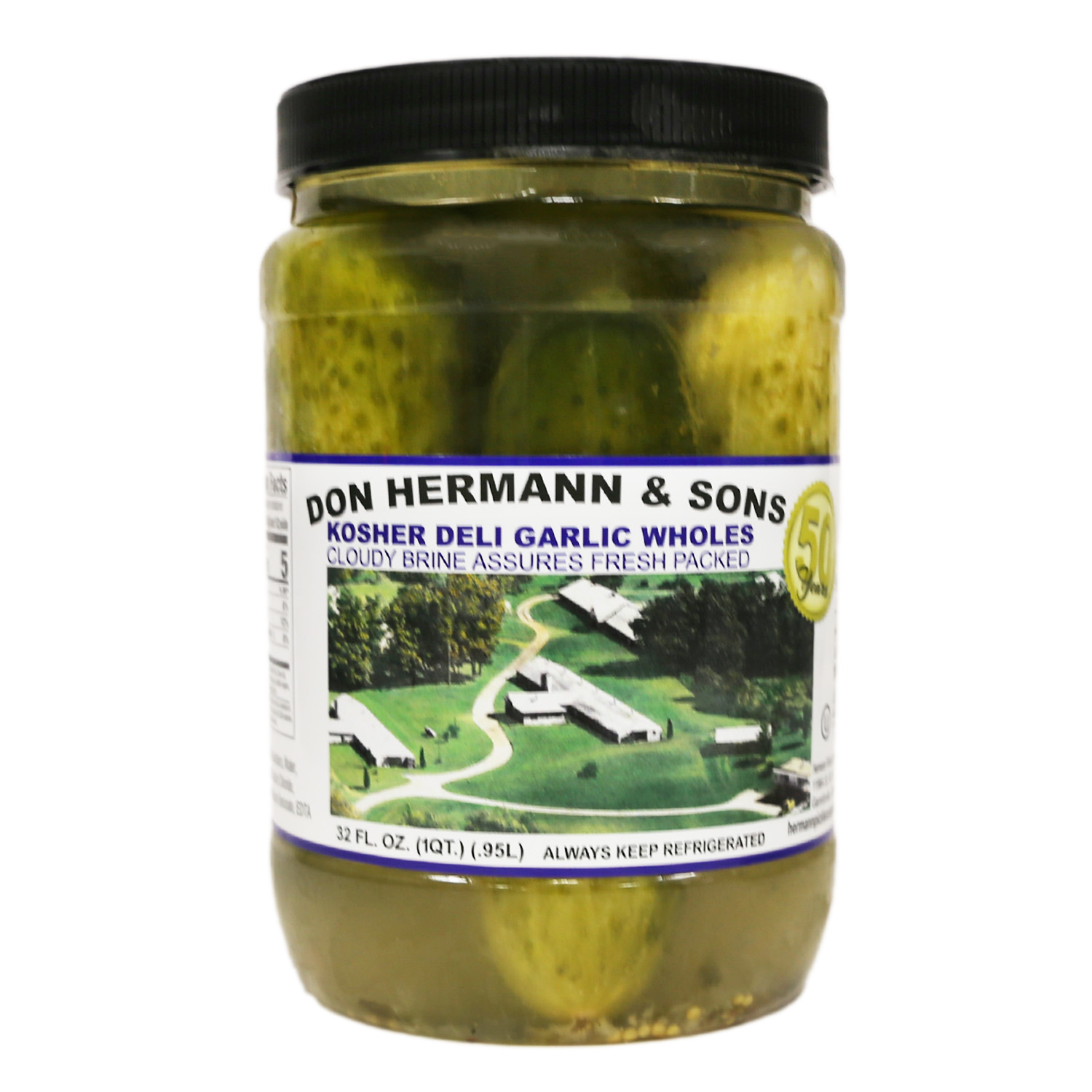 Pickles - Kosher Deli Garlic Wholes Hermann's 32 oz