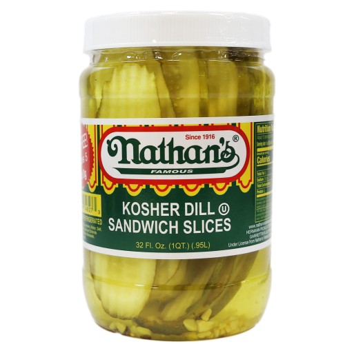 Pickles - Kosher Dill Sandwich Slices Nathan's 32 oz